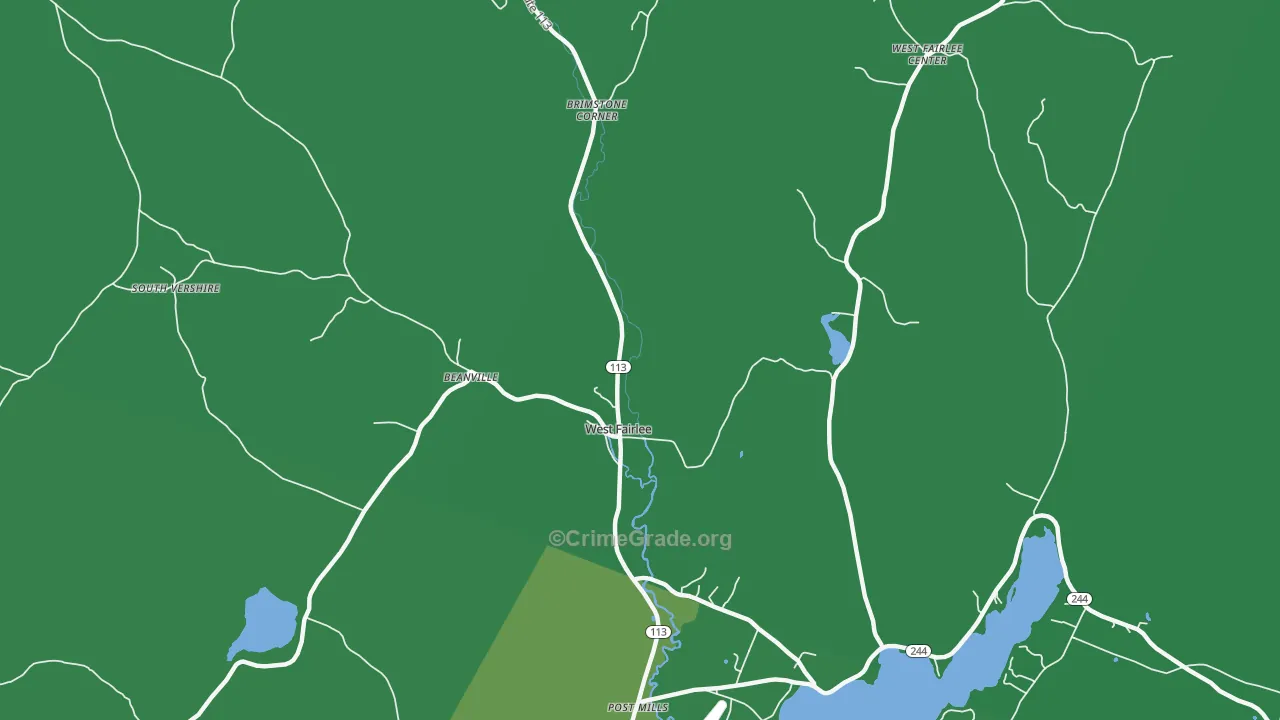 West Fairlee, VT Map of Theft Rates