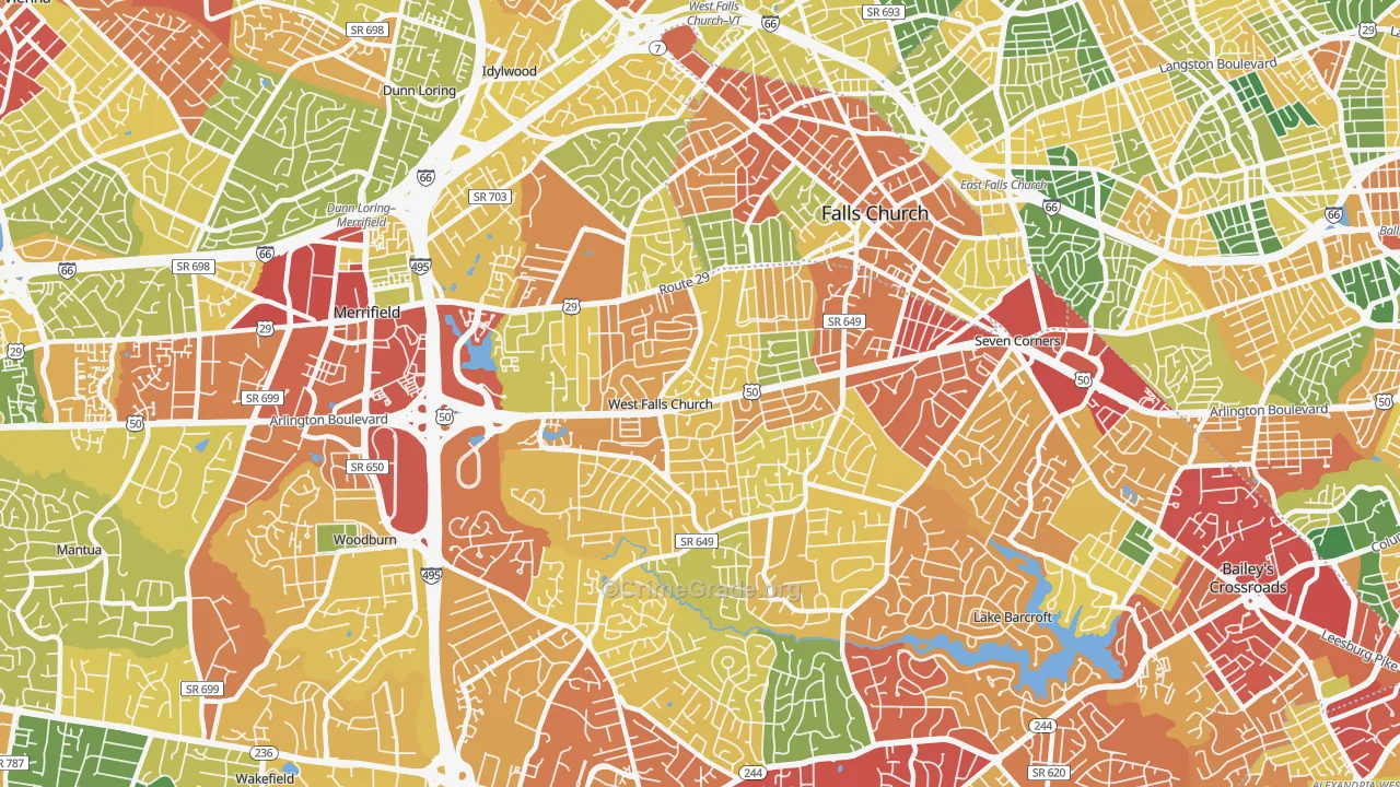 West Falls Church, VA Map of Theft Rates