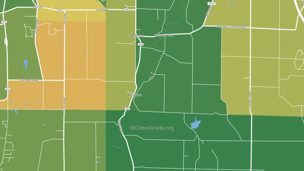 West Falls, NY Map of Theft Rates
