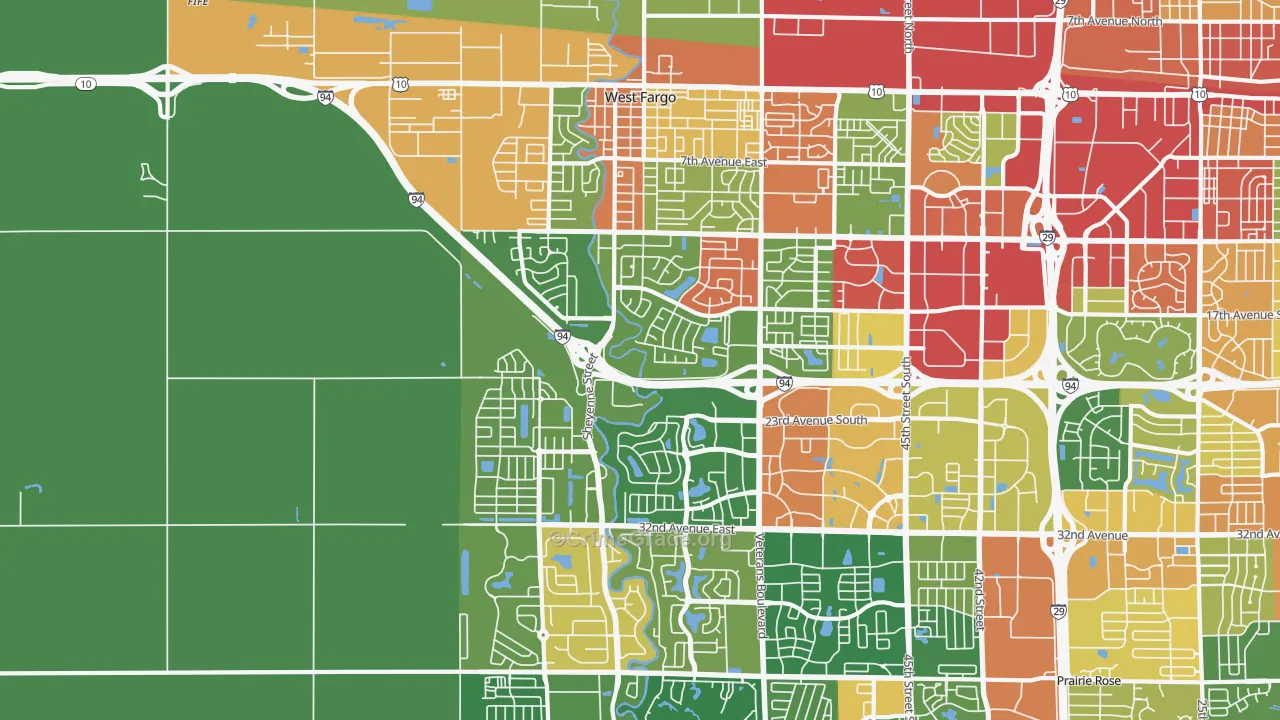 West Fargo, ND Map of Theft Rates