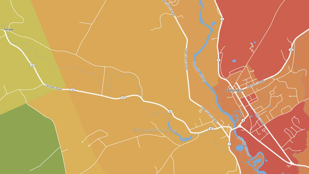 West Farmington, ME Map of Theft Rates