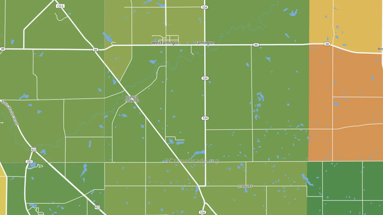 West Farmington, OH Map of Theft Rates