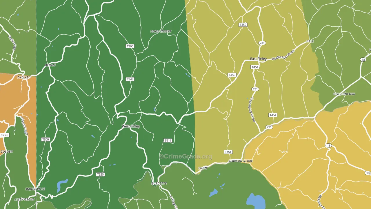 West Finley, PA Map of Theft Rates