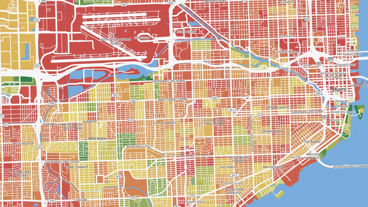 West Flagler, Miami, FL Map of Theft Rates
