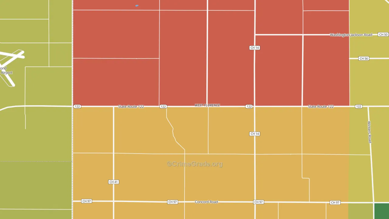 West Florence, OH Map of Theft Rates