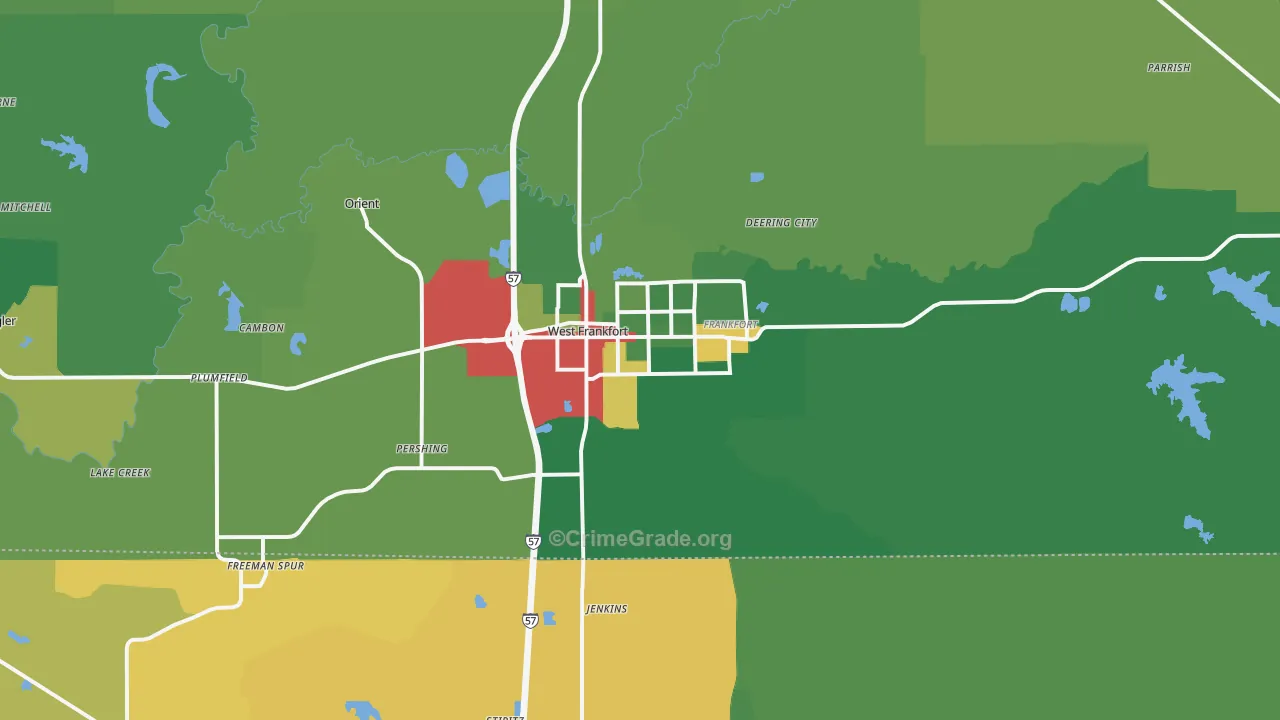 West Frankfort, IL Map of Theft Rates