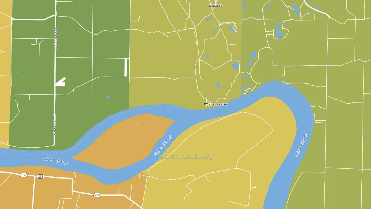 West Franklin, IN Map of Theft Rates