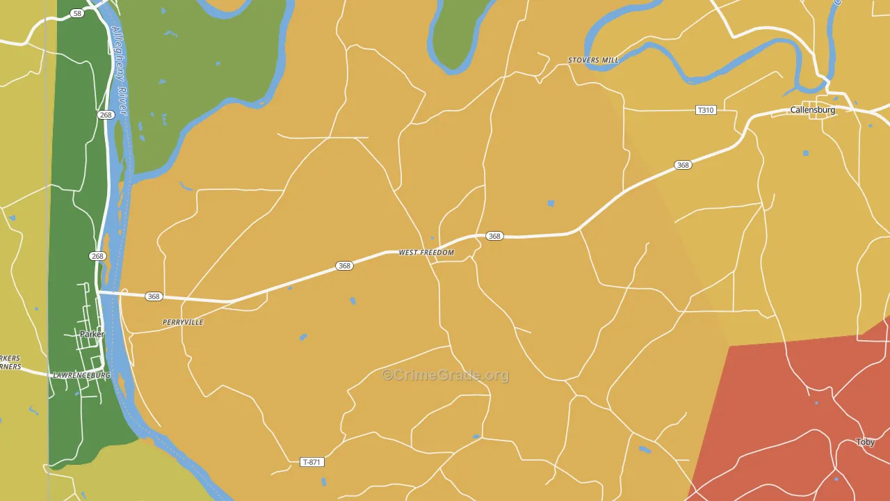 West Freedom, PA Map of Theft Rates