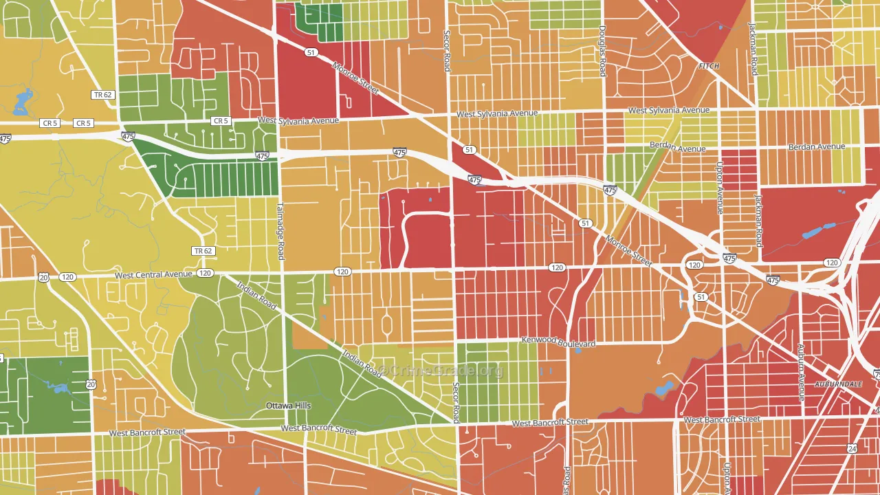 West Gate, Toledo, OH Map of Theft Rates