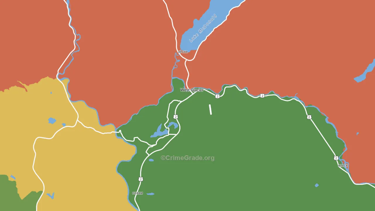 West Glacier, MT Map of Theft Rates