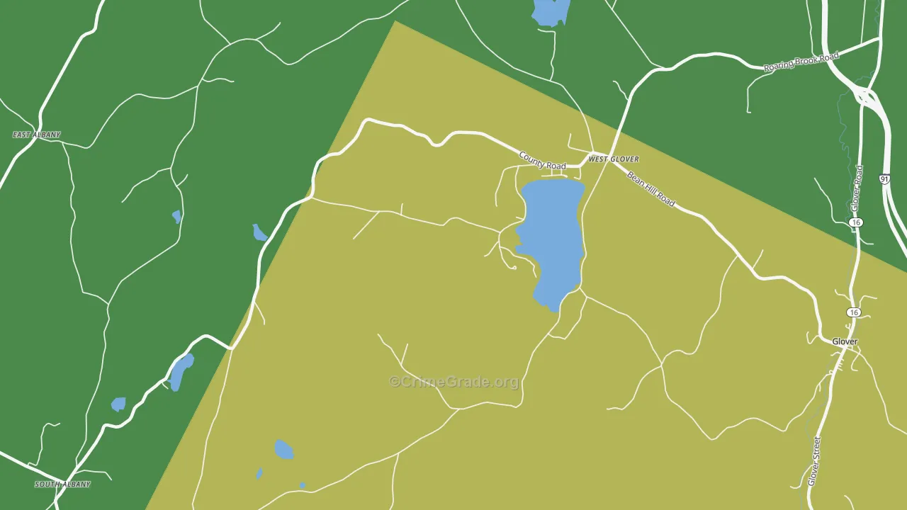 West Glover, VT Map of Theft Rates