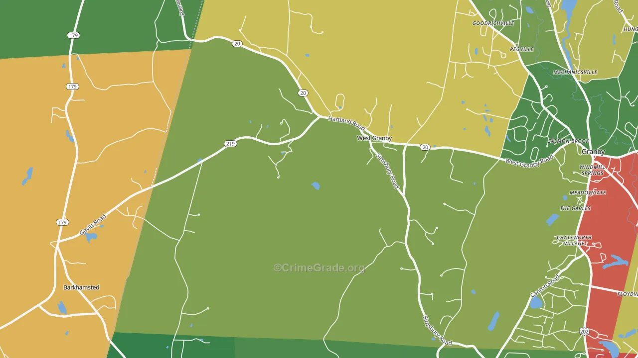 West Granby, CT Map of Theft Rates