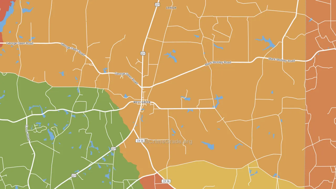 West Green, GA Map of Theft Rates