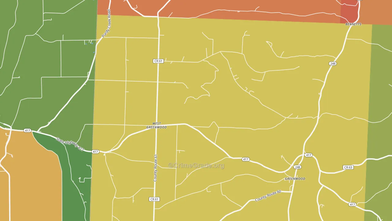 West Greenwood, NY Map of Theft Rates