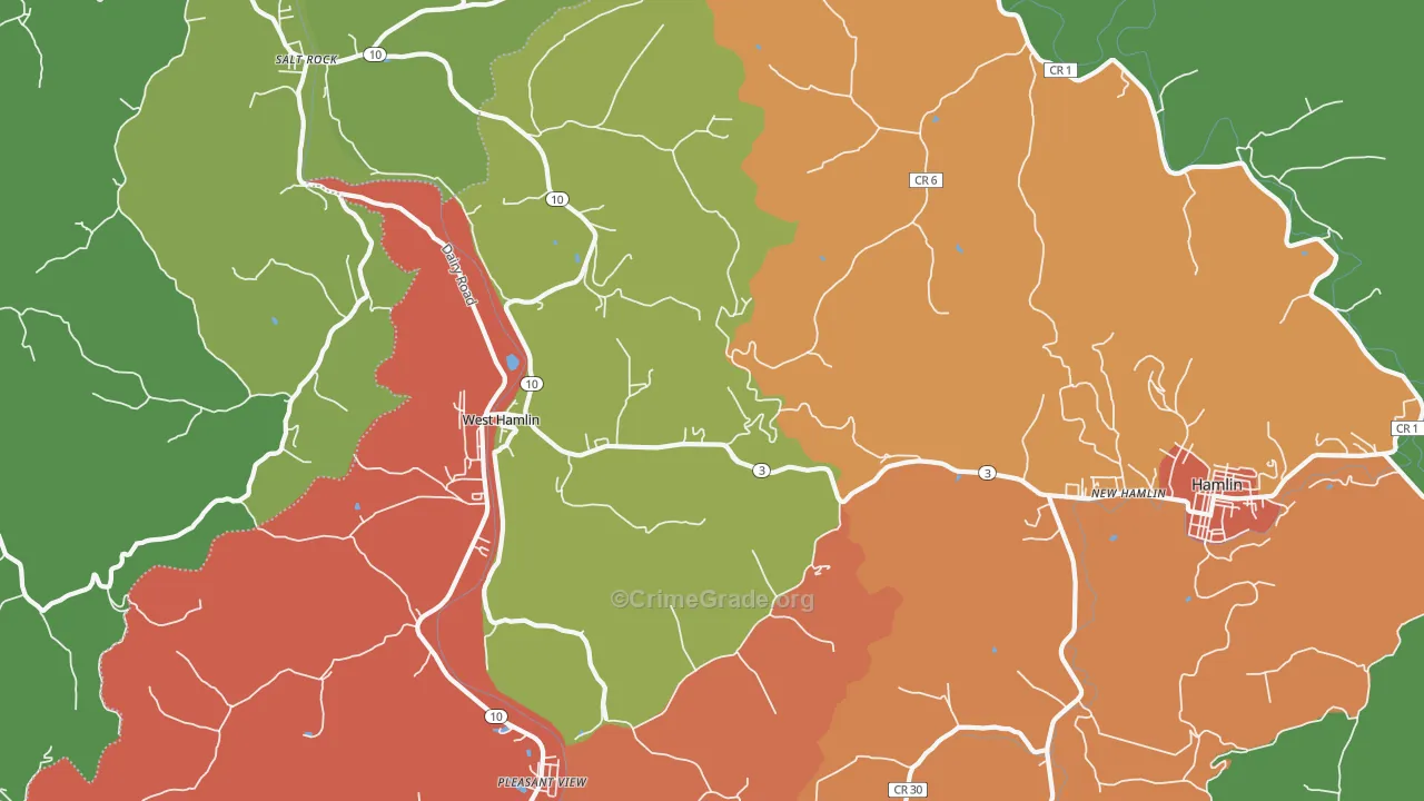 West Hamlin, WV Map of Theft Rates