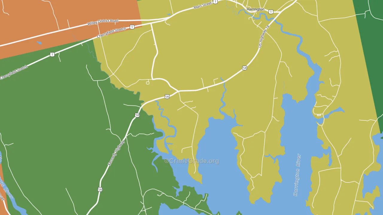 West Harrington, ME Map of Theft Rates