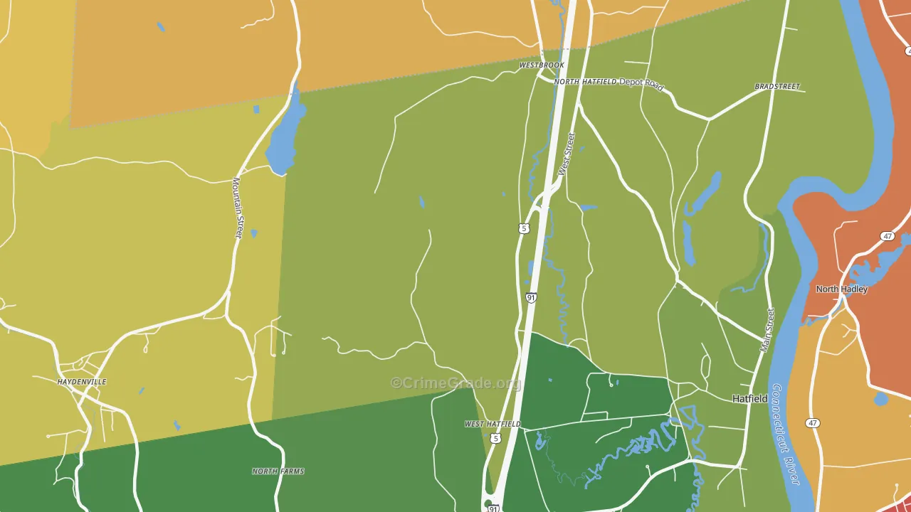 West Hatfield, MA Map of Theft Rates