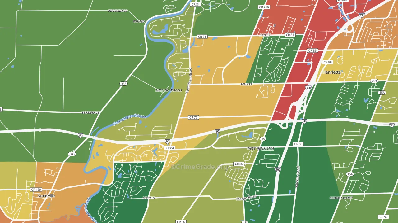 West Henrietta, NY Map of Theft Rates