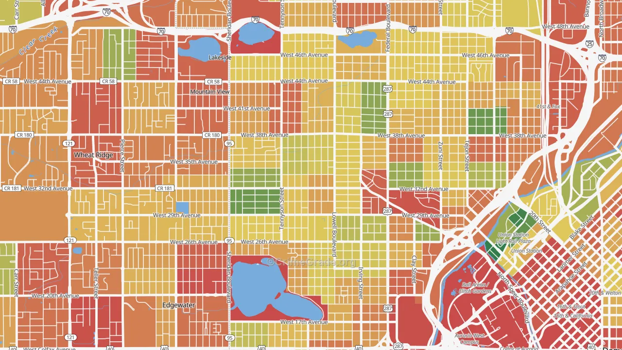 West Highland, Denver, CO Map of Theft Rates