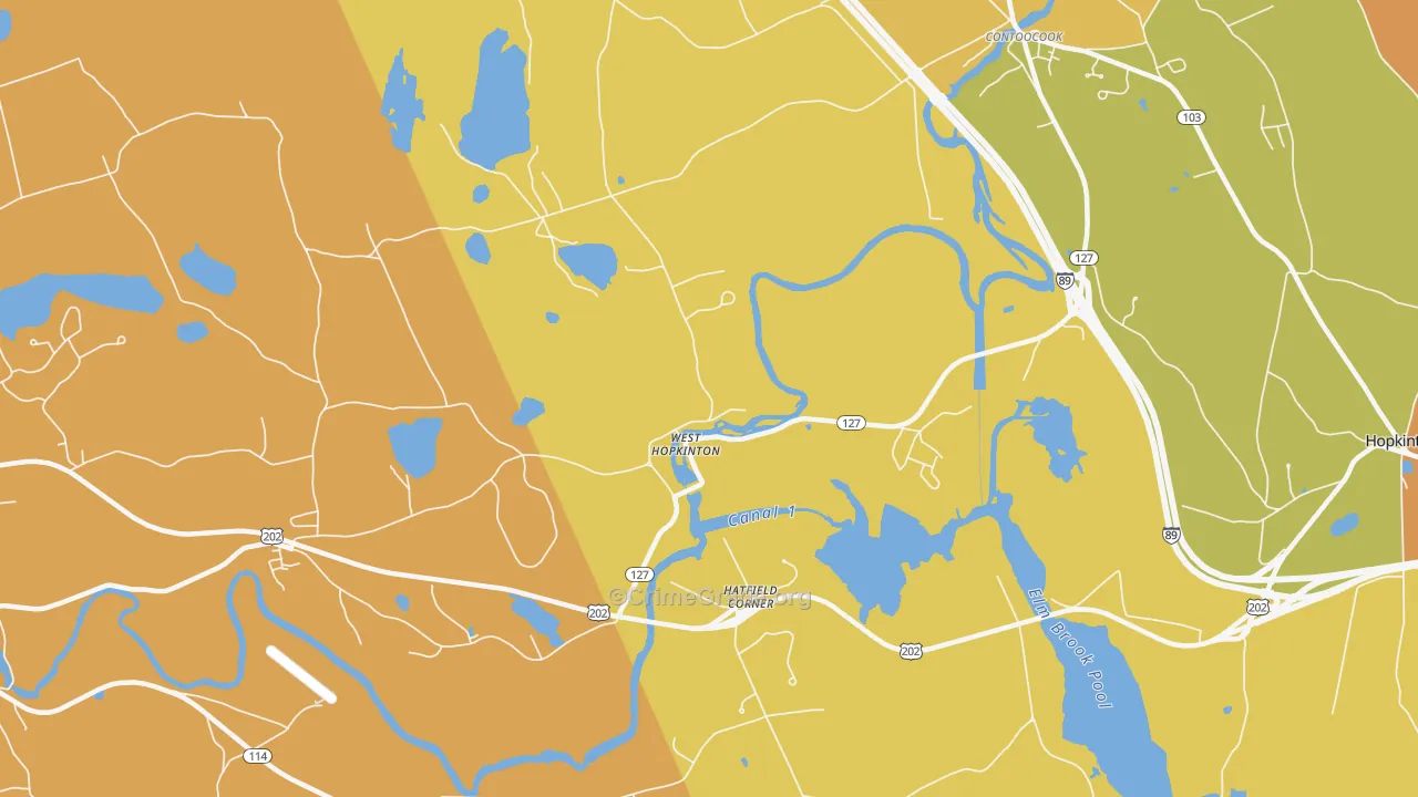 West Hopkinton, NH Map of Theft Rates