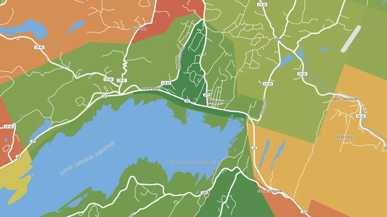 West Hurley, NY Map of Theft Rates