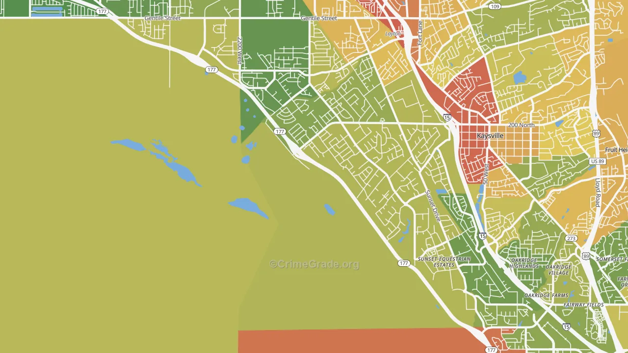 West Kaysville, UT Map of Theft Rates