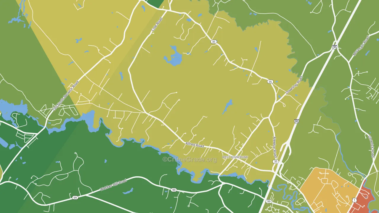 West Kennebunk, ME Map of Theft Rates