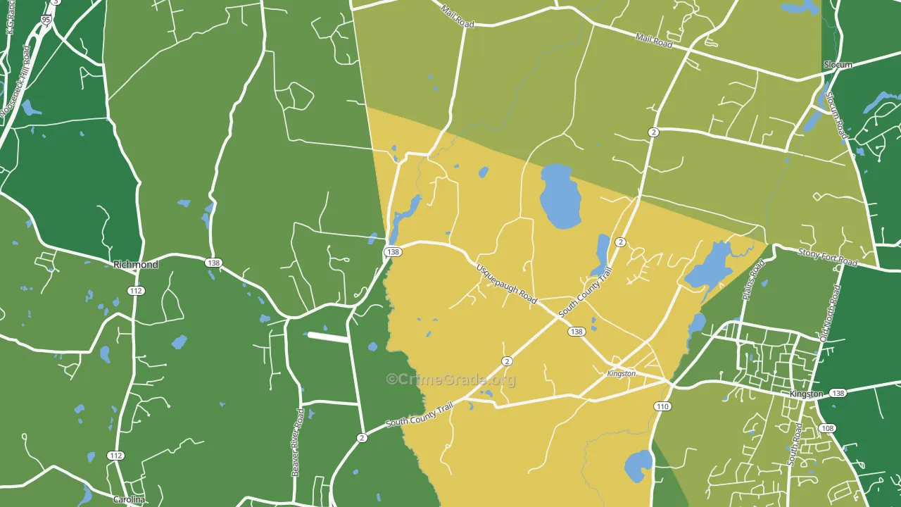 West Kingston, RI Map of Theft Rates