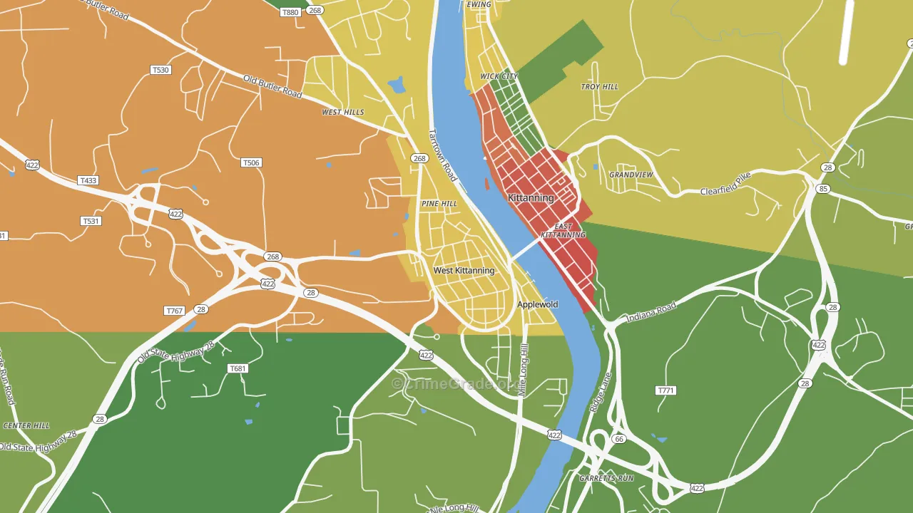 West Kittanning, PA Map of Theft Rates