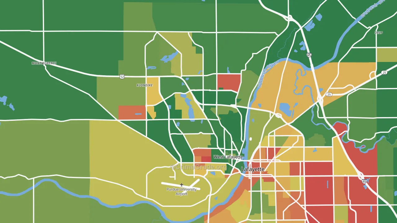 West Lafayette, IN Map of Theft Rates