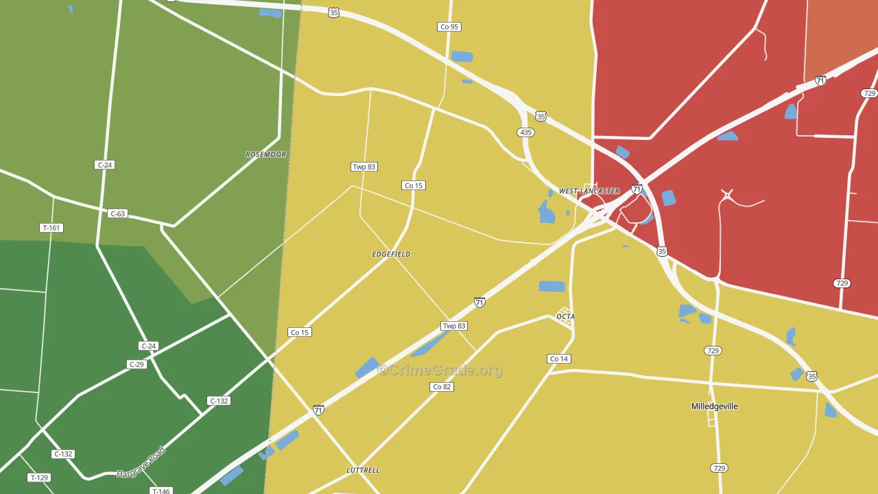 West Lancaster, OH Map of Theft Rates