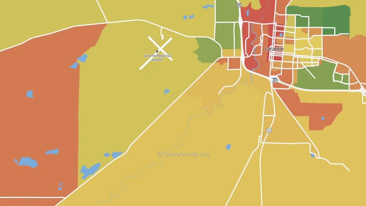 West Laramie, WY Map of Theft Rates