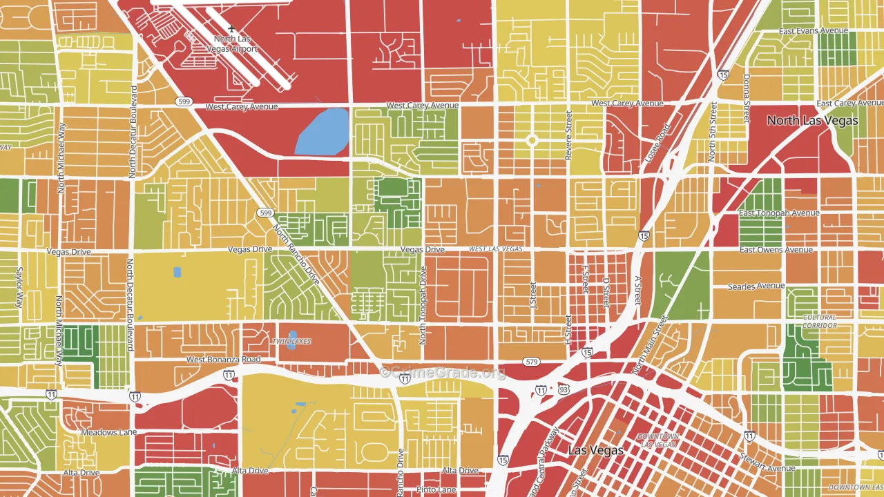 West Las Vegas, Las Vegas, NV Map of Theft Rates