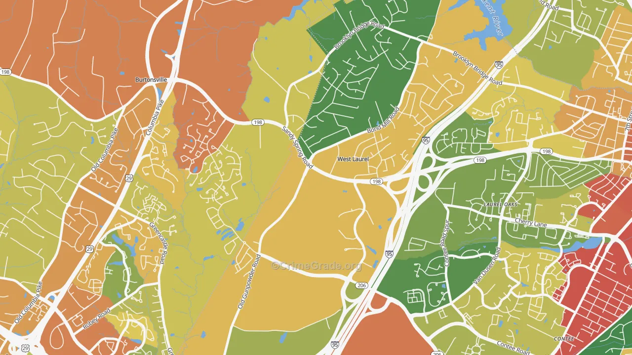 West Laurel, Laurel, MD Map of Theft Rates