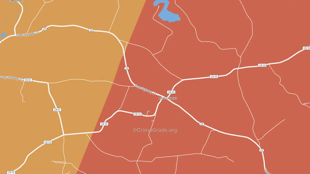 West Laurens, NY Map of Theft Rates