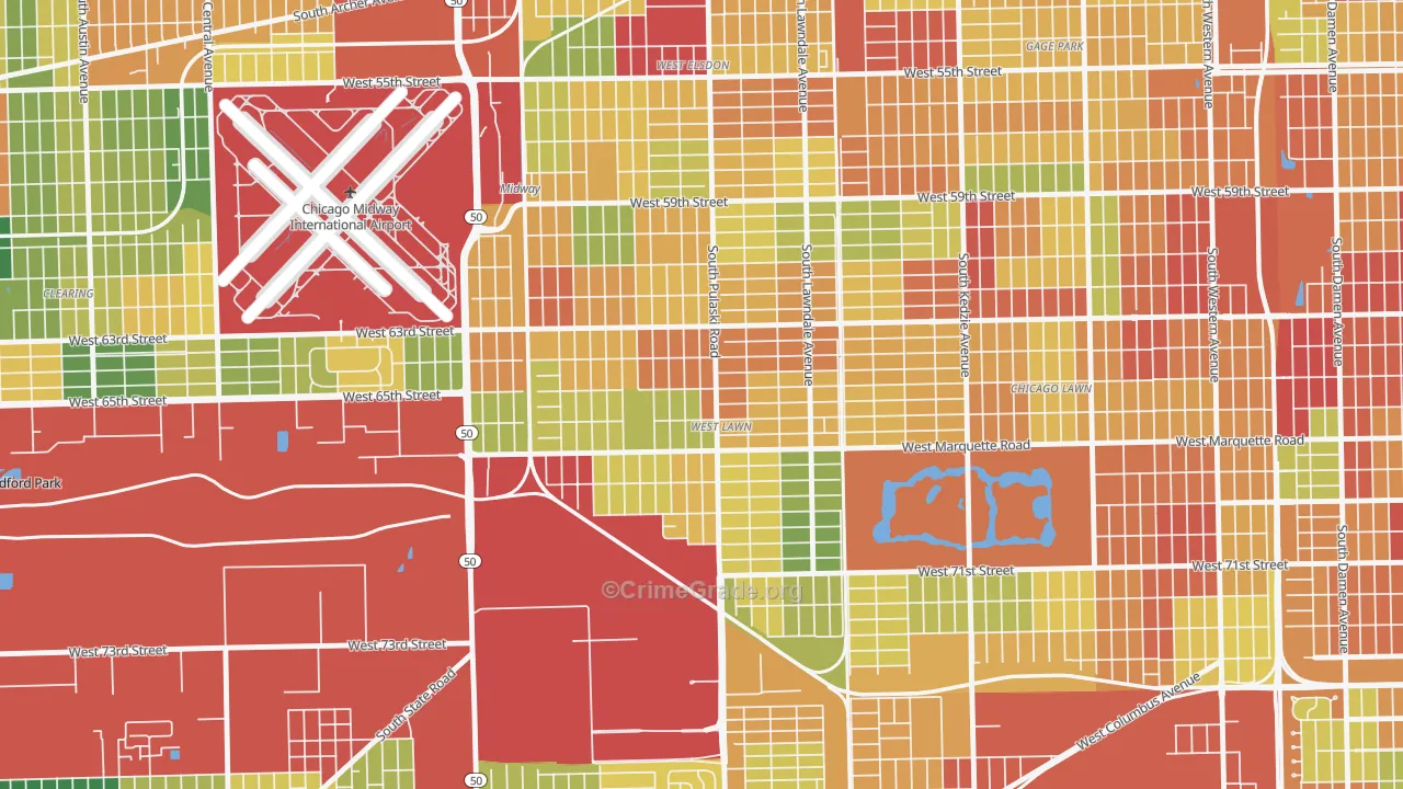 West Lawn, Chicago, IL Map of Theft Rates