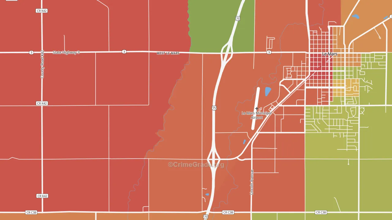 West Le Mars, IA Map of Theft Rates