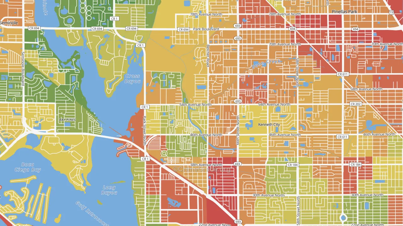 West Lealman, FL Map of Theft Rates