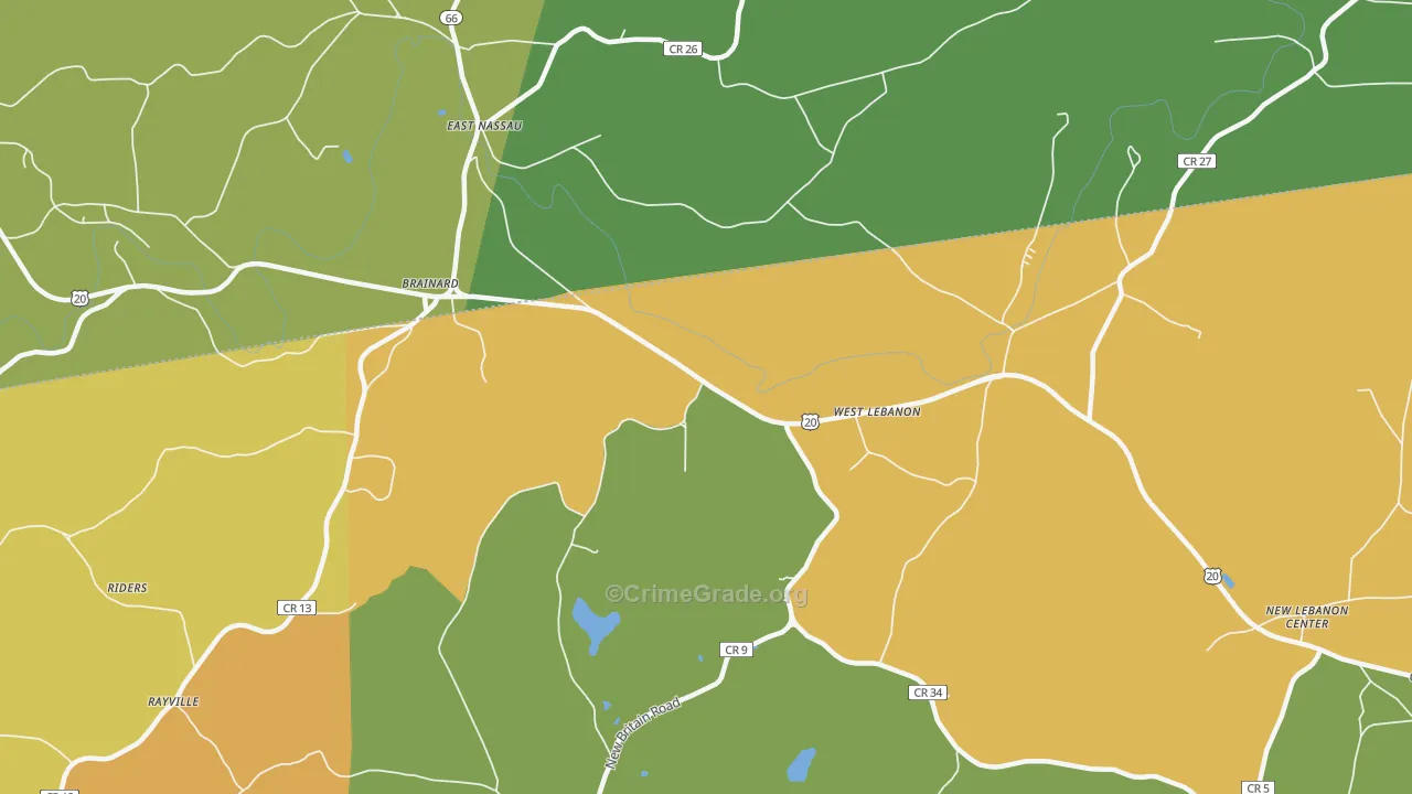 West Lebanon, NY Map of Theft Rates