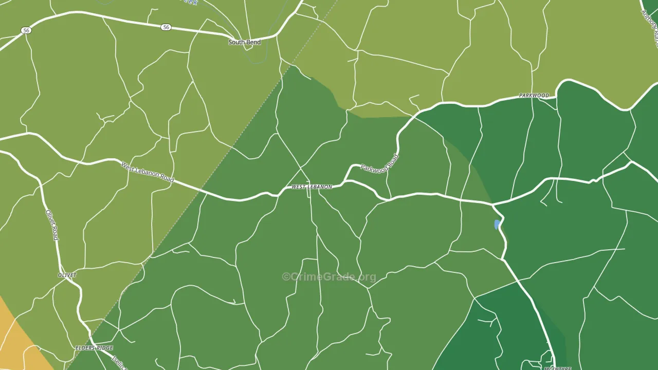 West Lebanon, PA Map of Theft Rates