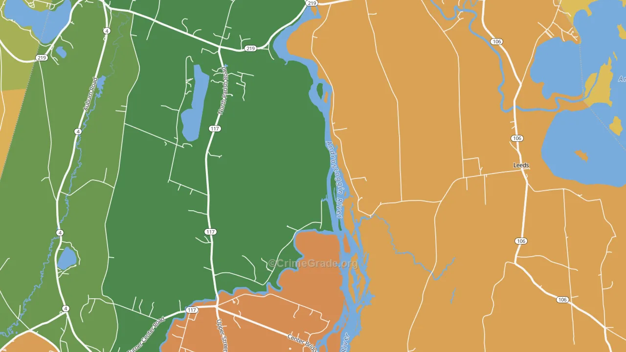 West Leeds, ME Map of Theft Rates