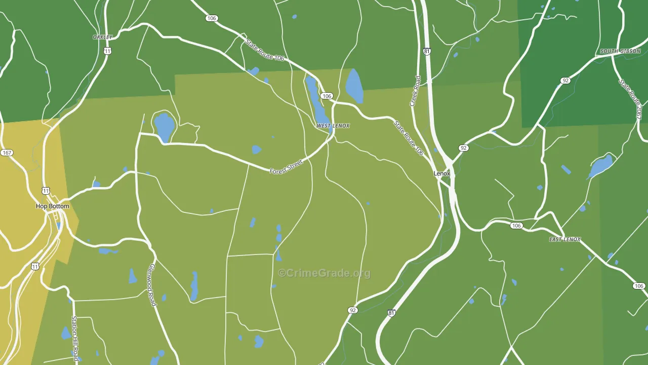 West Lenox, PA Map of Theft Rates