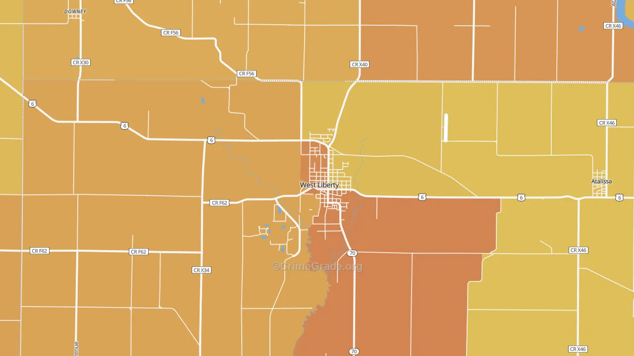 West Liberty, IA Map of Theft Rates