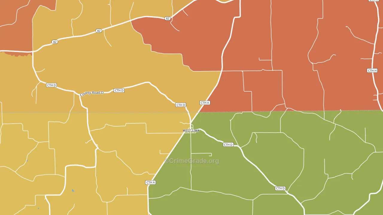 West Lima, WI Map of Theft Rates