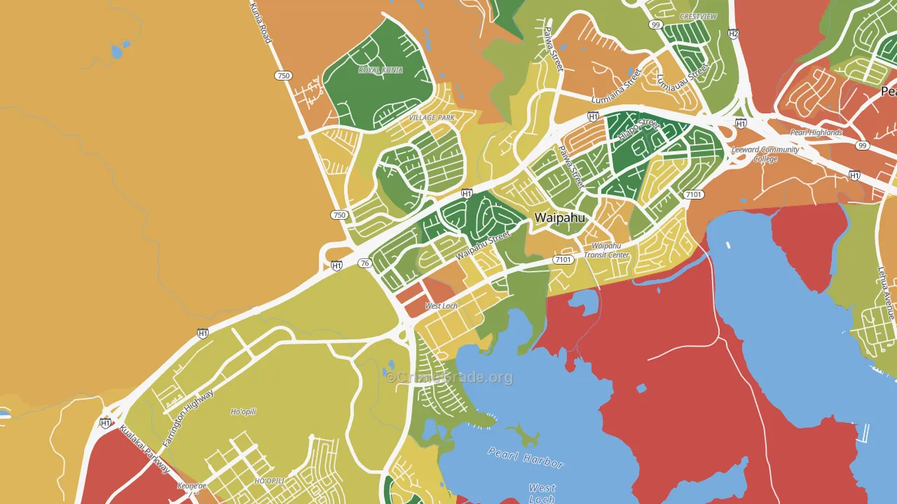 West Loch, Waipahu, HI Map of Theft Rates