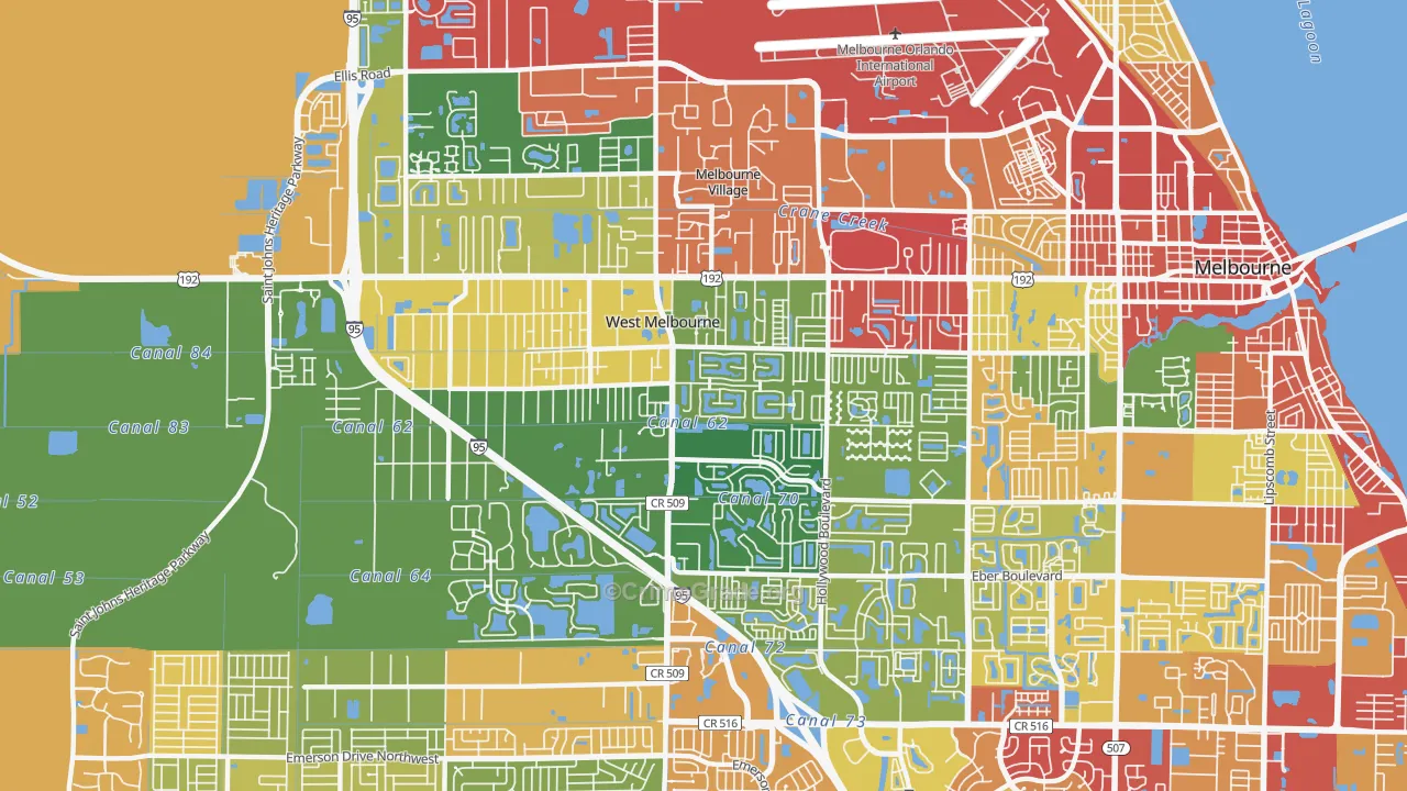 West Melbourne, FL Map of Theft Rates