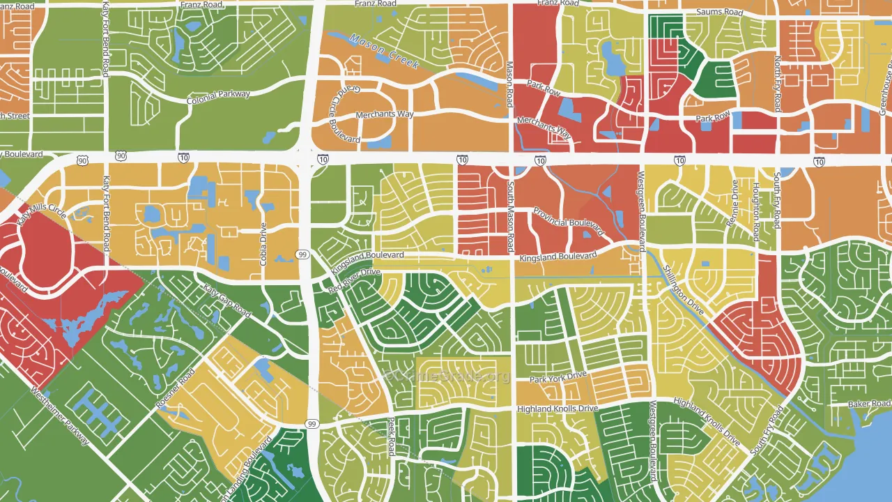 West Memorial, Katy, TX Map of Theft Rates