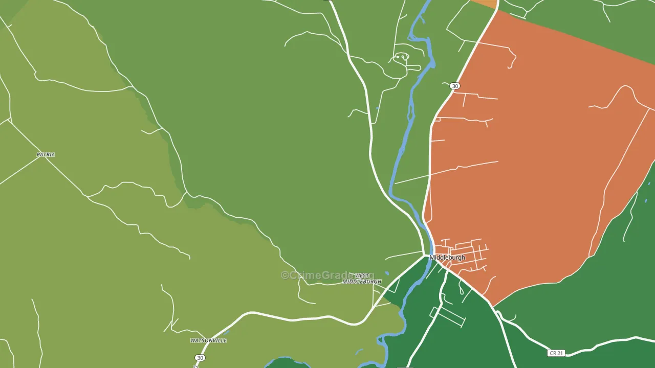 West Middleburgh, NY Map of Theft Rates