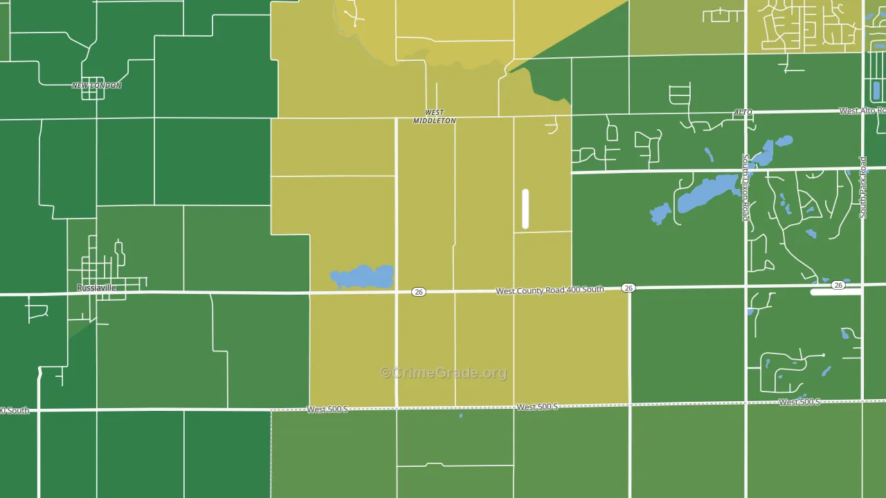 West Middleton, IN Map of Theft Rates