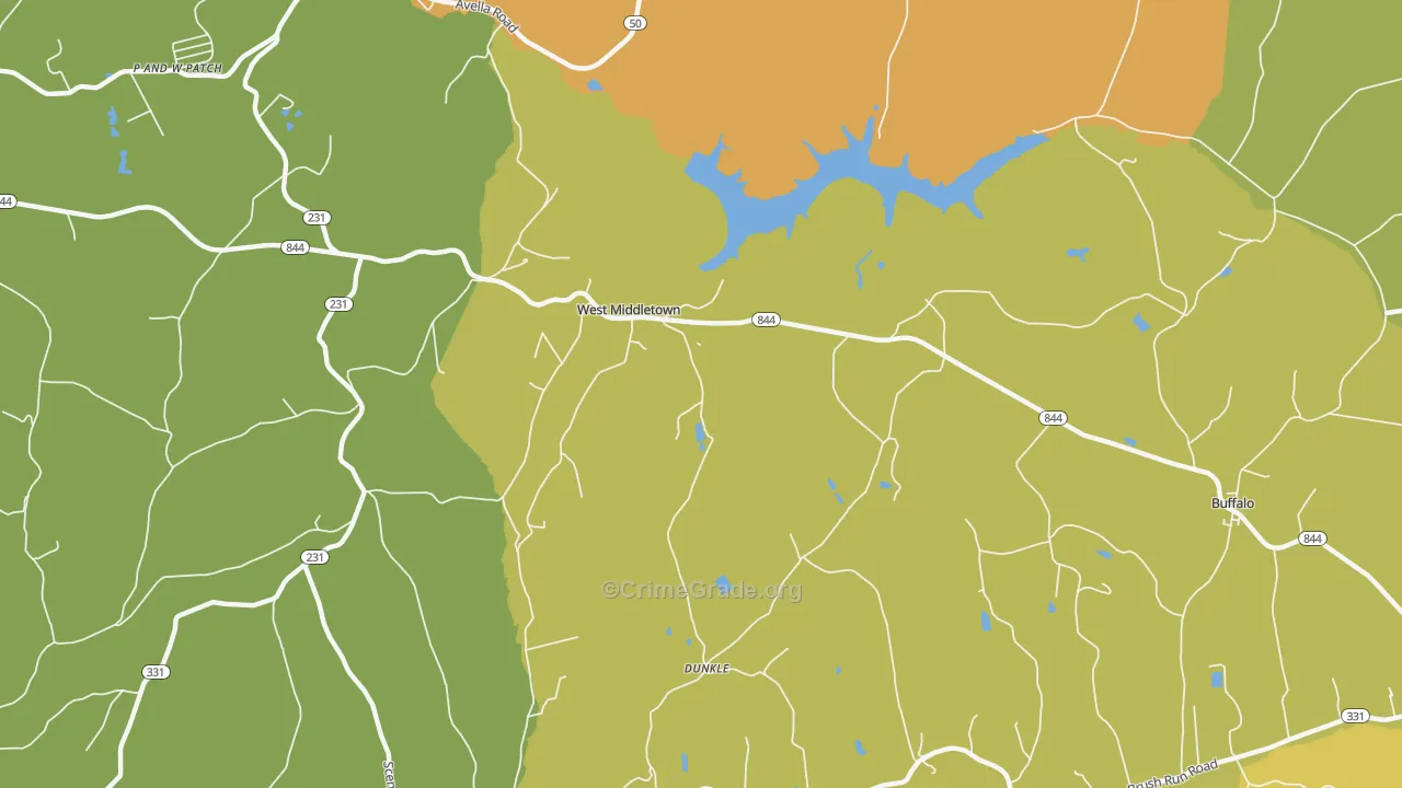 West Middletown, PA Map of Theft Rates